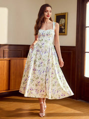 Vestido largo volado con bolsillos