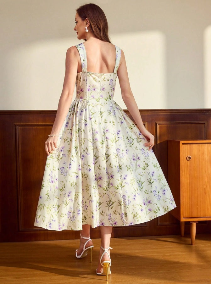 Vestido largo volado con bolsillos