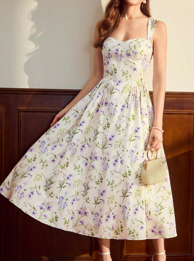 Vestido largo volado con bolsillos