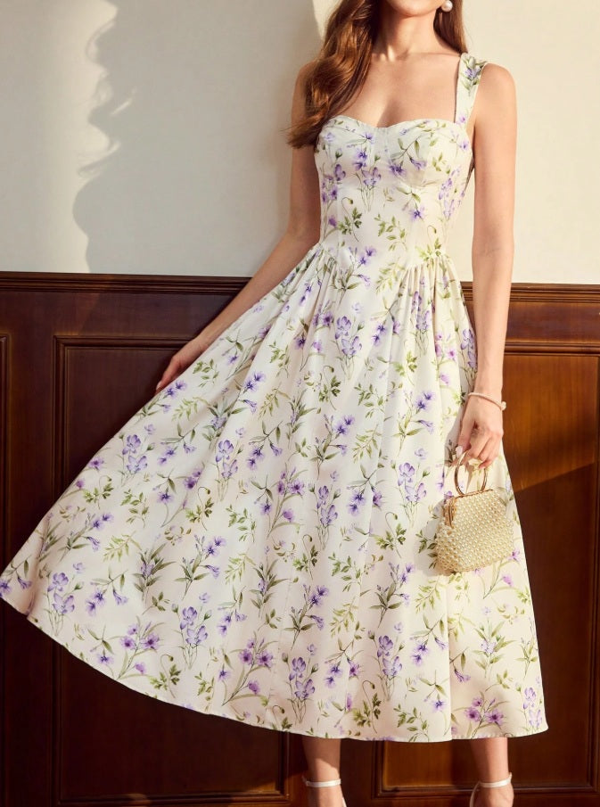 Vestido largo volado con bolsillos