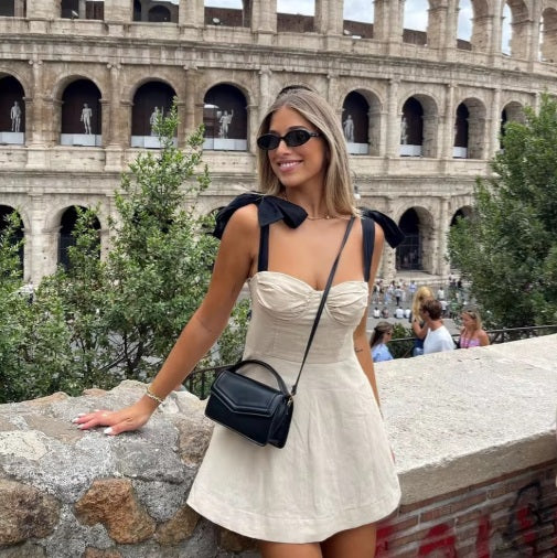 Vestido de corte imperio tirantes contraste