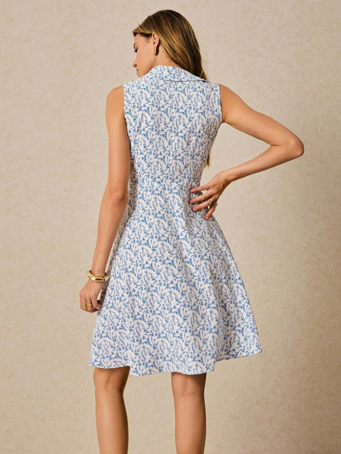 Vestido recto aguamarina tipo camisa