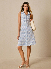 Vestido recto aguamarina tipo camisa