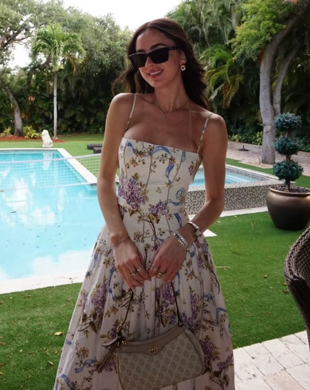 Vestido largo plisado de cintura alta Lady Catherine